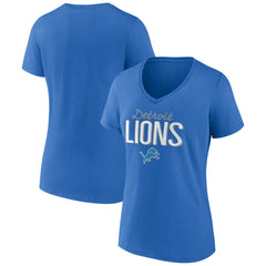 Detroit Lions Women's Nostalgia V-Neck T-Shirt - Blue T-shirts