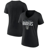 Las Vegas Raiders Women's Nostalgia V-Neck T-Shirt - Black T-shirts