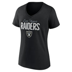 Las Vegas Raiders Women's Nostalgia V-Neck T-Shirt - Black T-shirts
