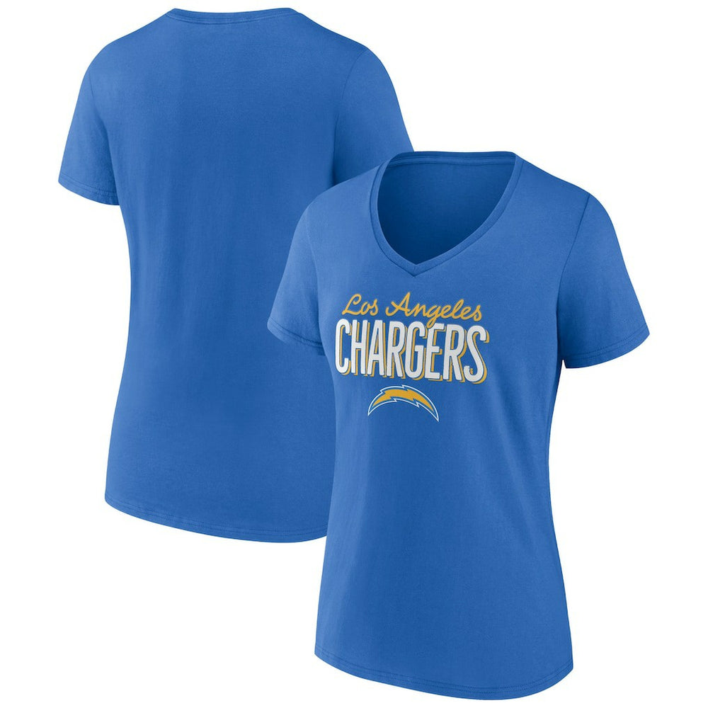 Los Angeles Chargers Women's Nostalgia V-Neck T-Shirt - Powder Blue T-shirts