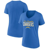 Los Angeles Chargers Women's Nostalgia V-Neck T-Shirt - Powder Blue T-shirts