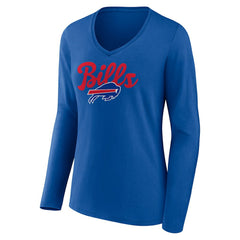 Buffalo Bills Women's Freehand Team Long Sleeve V-Neck T-Shirt - Royal T-shirts