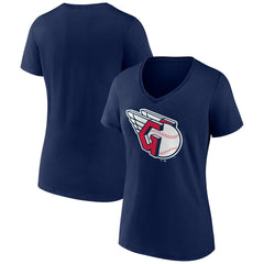 Cleveland Guardians Women's Official Logo V-Neck T-Shirt - Navy T-shirts