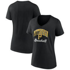 Pittsburgh Pirates Women's Victory Script Team V-Neck T-Shirt - Black T-shirts