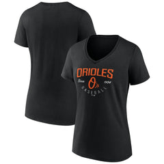 Baltimore Orioles Women's Live For It Team V-Neck T-Shirt - Black T-shirts
