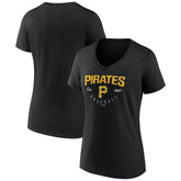 Pittsburgh Pirates Women's Live For It Team V-Neck T-Shirt - Black T-shirts