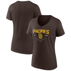 San Diego Padres Women's Live For It Team V-Neck T-Shirt - Brown T-shirts