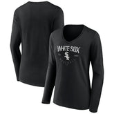 Chicago White Sox Women's Live For It Long Sleeve Long Sleeve V-Neck T-Shirt - Black T-shirts
