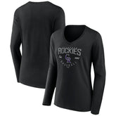 Colorado Rockies Women's Live For It Long Sleeve Long Sleeve V-Neck T-Shirt - Black T-shirts