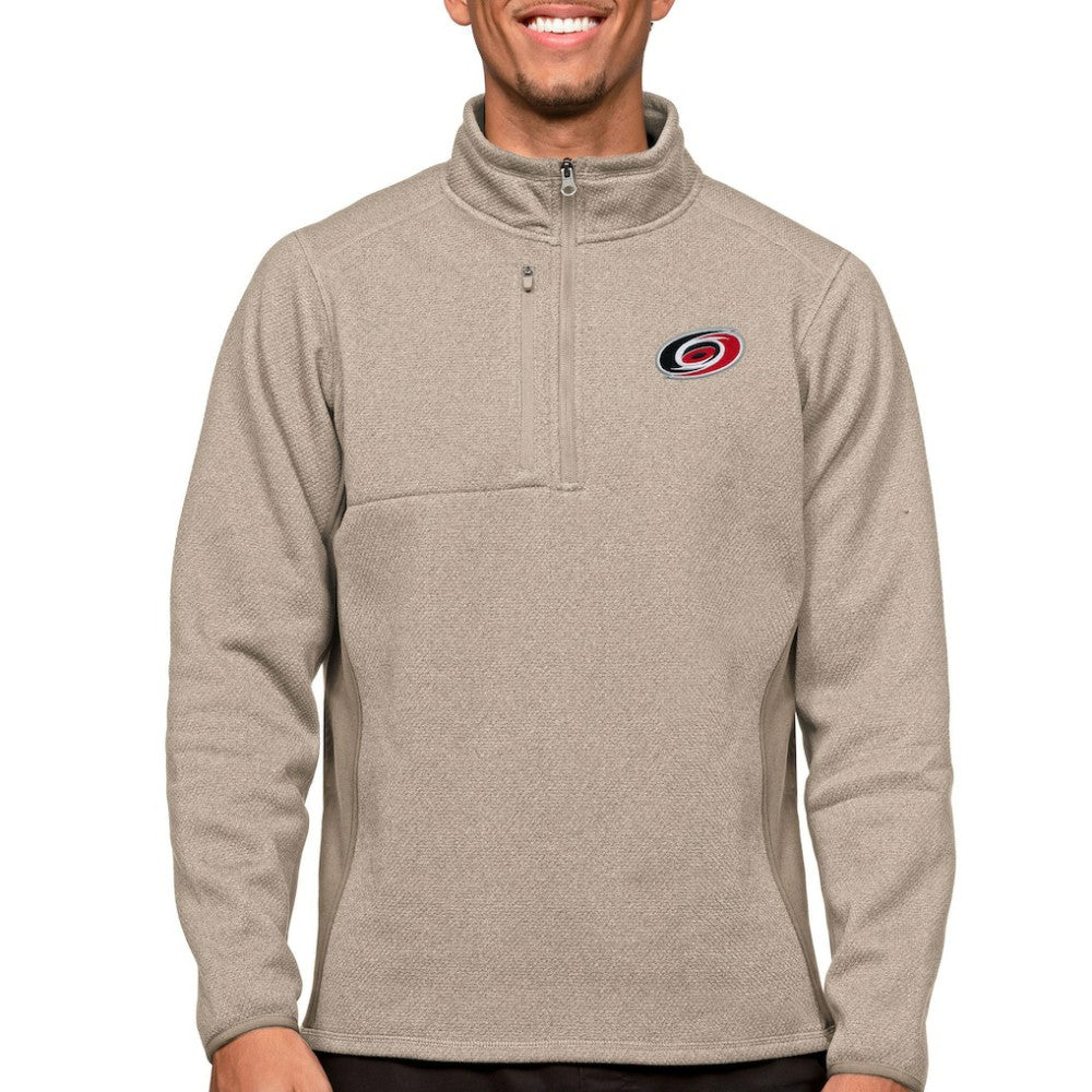 Carolina Hurricanes Antigua Course Quarter-Zip Pullover Top - Oatmeal | US 5082344