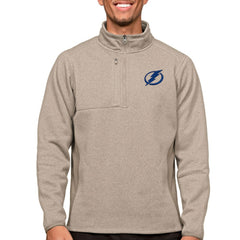 Tampa Bay Lightning Antigua Course Quarter-Zip Pullover Top - Oatmeal | US 5082439