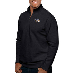 Nashville Predators Antigua Gambit Quarter-Zip Pullover Top - Heather Black | US 5082728
