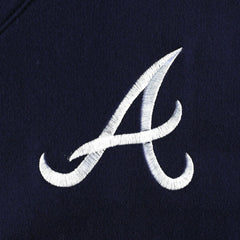 Atlanta Braves DKNY Sport Women's Lily V-Neck Pullover Sweatshirt - Navy Pullover