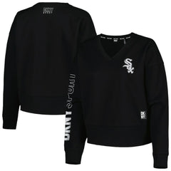 Chicago White Sox DKNY Sport Women's Lily V-Neck Pullover Sweatshirt - Black Pullover