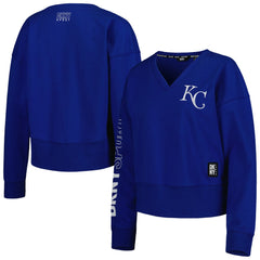 Kansas City Royals DKNY Sport Women's Lily V-Neck Pullover Sweatshirt - Royal Pullover