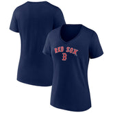 Boston Red Sox Women's Lockup V-Neck T-Shirt - Navy T-shirts