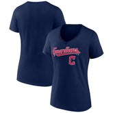 Cleveland Guardians Women's Lockup V-Neck T-Shirt - Navy T-shirts