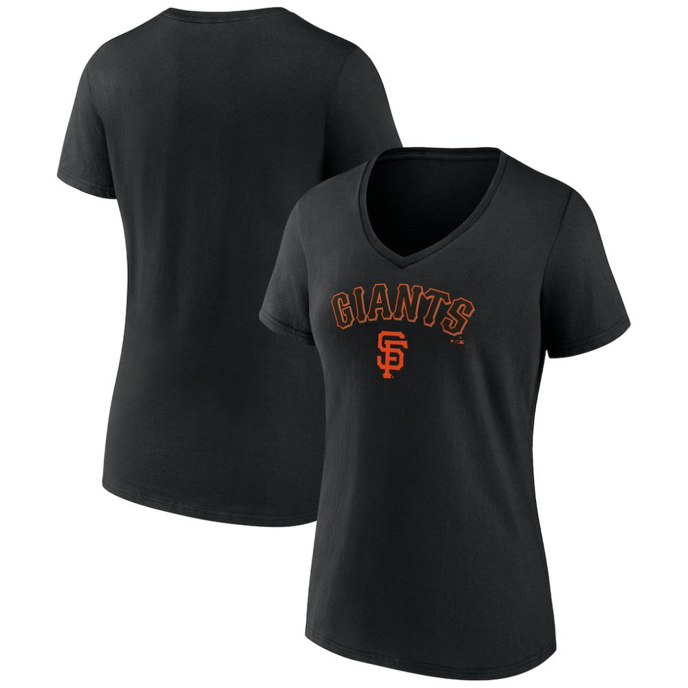 San Francisco Giants Women's Lockup V-Neck T-Shirt - Black T-shirts