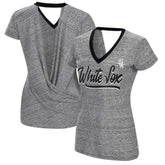 Chicago White Sox Touch Women's Halftime Back Wrap Top V-Neck T-Shirt - Black T-shirts