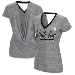 Chicago White Sox Touch Women's Halftime Back Wrap Top V-Neck T-Shirt - Black T-shirts