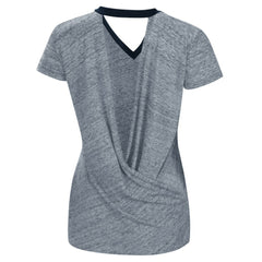 Detroit Tigers Touch Women's Halftime Back Wrap Top V-Neck T-Shirt - Navy T-shirts