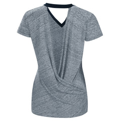 Milwaukee Brewers Touch Women's Halftime Back Wrap Top V-Neck T-Shirt - Navy T-shirts