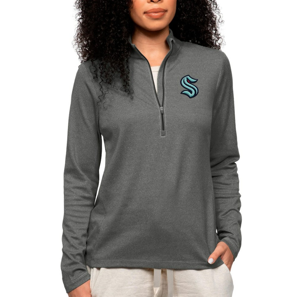Seattle Kraken Antigua Women's Epic Quarter-Zip Pullover Top - Heather Charcoal | US 5083927