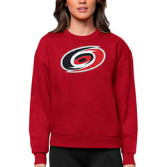 Carolina Hurricanes Antigua Women's Team Logo Victory Crewneck Pullover Sweatshirt - Red | US 5084211