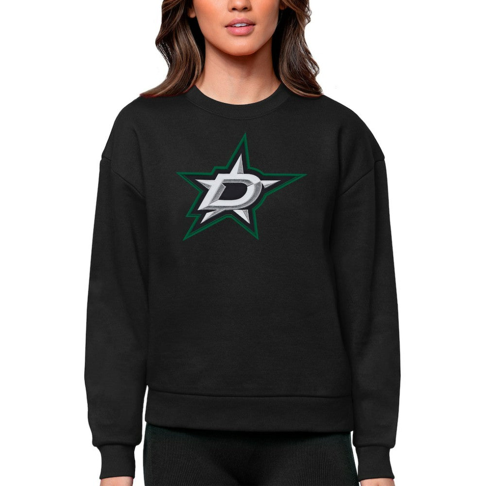 Dallas Stars Antigua Women's Team Logo Victory Crewneck Pullover Sweatshirt - Black | US 5084227