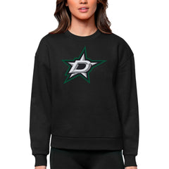 Dallas Stars Antigua Women's Team Logo Victory Crewneck Pullover Sweatshirt - Black | US 5084227