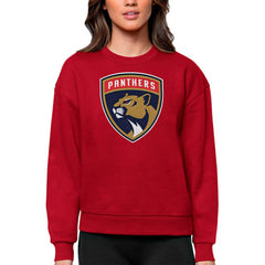 Florida Panthers Antigua Women's Team Logo Victory Crewneck Pullover Sweatshirt - Red | US 5084243