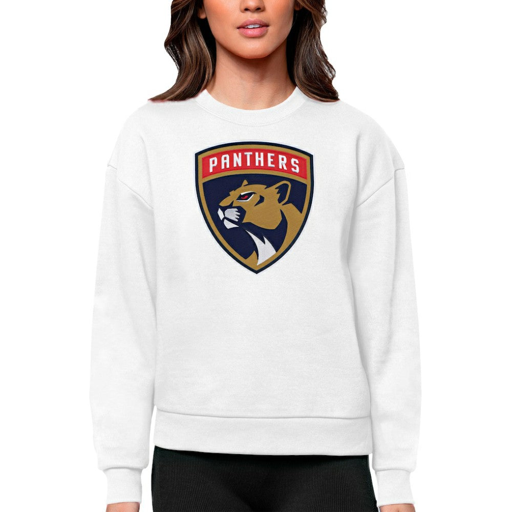 Florida Panthers Antigua Women's Team Logo Victory Crewneck Pullover Sweatshirt - White | US 5084244