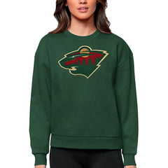 Minnesota Wild Antigua Women's Team Logo Victory Crewneck Pullover Sweatshirt - Green | US 5084249