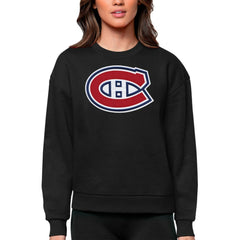 Montreal Canadiens Antigua Women's Team Logo Victory Crewneck Pullover Sweatshirt - Black | US 5084253