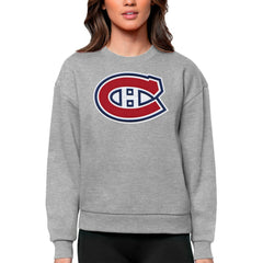 Montreal Canadiens Antigua Women's Team Logo Victory Crewneck Pullover Sweatshirt - Heather Gray | US 5084254