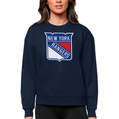 New York Rangers Antigua Women's Team Logo Victory Crewneck Pullover Sweatshirt - Navy | US 5084275