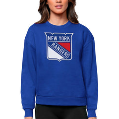 New York Rangers Antigua Women's Team Logo Victory Crewneck Pullover Sweatshirt - Royal | US 5084277