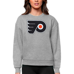 Philadelphia Flyers Antigua Women's Team Logo Victory Crewneck Pullover Sweatshirt - Heather Gray | US 5084284