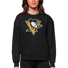 Pittsburgh Penguins Antigua Women's Team Logo Victory Crewneck Pullover Sweatshirt - Black | US 5084287