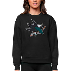 San Jose Sharks Antigua Women's Team Logo Victory Crewneck Pullover Sweatshirt - Black | US 5084290