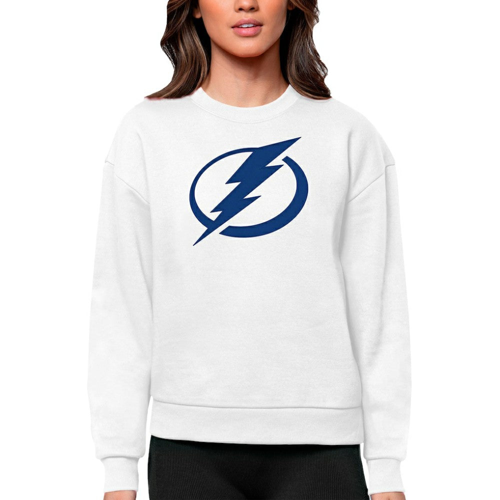 Tampa Bay Lightning Antigua Women's Team Logo Victory Crewneck Pullover Sweatshirt - White | US 5084306