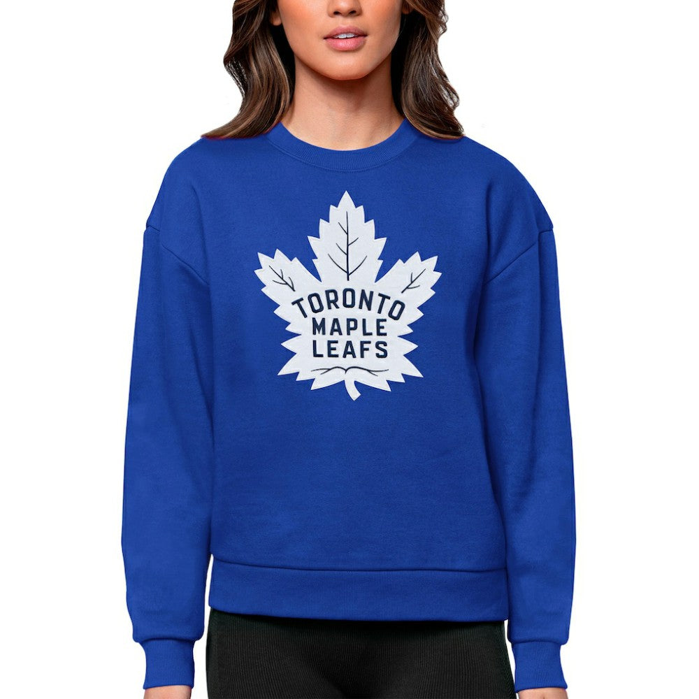 Toronto Maple Leafs Antigua Women's Team Logo Victory Crewneck Pullover Sweatshirt - Royal | US 5084310
