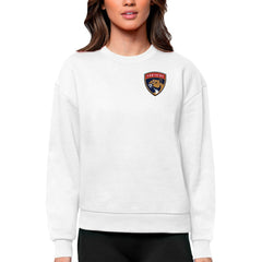 Florida Panthers Antigua Women's Victory Crewneck Pullover Sweatshirt - White | US 5084400