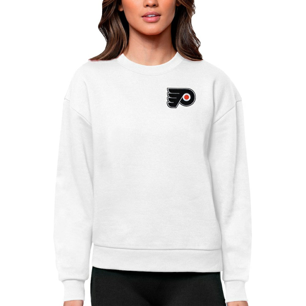 Philadelphia Flyers Antigua Women's Victory Crewneck Pullover Sweatshirt - White | US 5084442