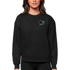 San Jose Sharks Antigua Women's Victory Crewneck Pullover Sweatshirt - Black | US 5084446