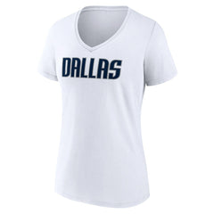 Dallas Mavericks Women's Wordmark V-Neck T-Shirt White