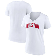 Houston Rockets Women's Wordmark V-Neck T-Shirt White