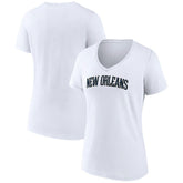 New Orleans Pelicans Women's Wordmark V-Neck T-Shirt White