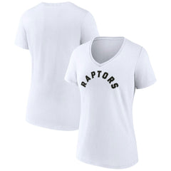Toronto Raptors Women's Wordmark V-Neck T-Shirt White