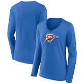 Oklahoma City Thunder Women's Logo Long Sleeve V-Neck T-Shirt Blue